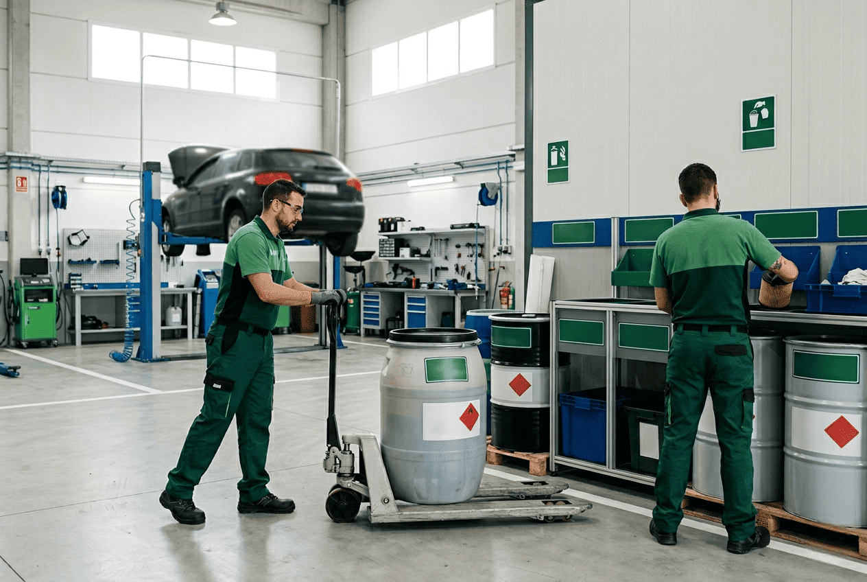 Gestión de residuos en taller mecánico: cómo organizarla con seguridad y trazabilidad